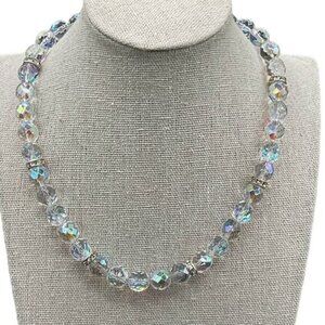 Faceted Aurora Borealis Crystal Beads Square Loop and Bar Toggle Closure Finding
